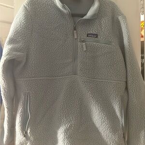 Patagonia Women’s Light Gray Blue Zip-Up Fleece Sweater